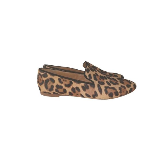 J. Crew Loafers Women's Brown Black Calf Fur Leopard Print Flats Shoes sz 8 - Picture 1 of 11